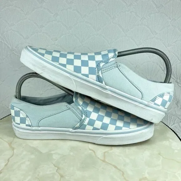Vans Slip On Checkerboard Skate Shoes 8.5 Blue Streetwear Casual Comfort Sneaker - Picture 11 of 13